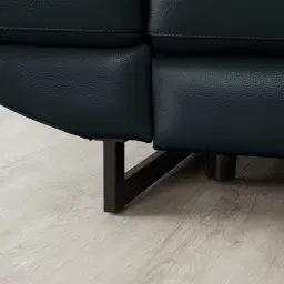 Elena Night Blue Leather 3-Seater Electric Recliner - Black Legs