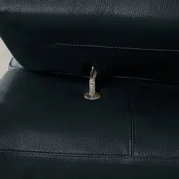 Elena Night Blue Leather 3-Seater Electric Recliner - Black Legs