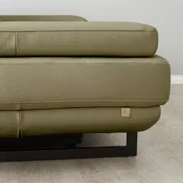 Elena Garden Green Leather 2-Seater Electric Recliner - Black Legs