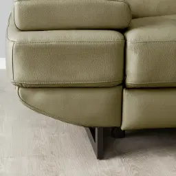 Elena Garden Green Leather 2-Seater Electric Recliner - Black Legs