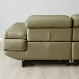 Elena Garden Green Leather 2-Seater Electric Recliner - Black Legs