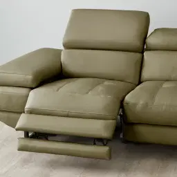 Elena Garden Green Leather 2-Seater Electric Recliner - Black Legs