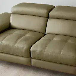 Elena Garden Green Leather 2-Seater Electric Recliner - Black Legs