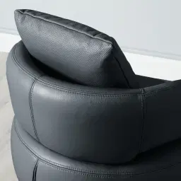 Vermont Night Blue Leather Swivel Chair - Silver Stainless Steel Leg