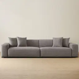 Erica Graphite Woven Fabric 4-Seater Sofa - Black Legs