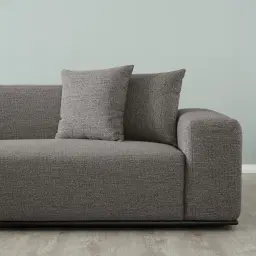 Erica Graphite Woven Fabric 4-Seater Sofa - Black Legs