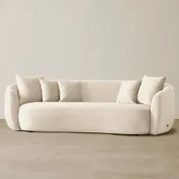 Everett Cream Velvet 3 Seater Sofa - Dark Brown Legs