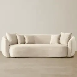 Everett Cream Velvet 3 Seater Sofa - Dark Brown Legs