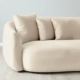 Everett Cream Velvet 3 Seater Sofa - Dark Brown Legs