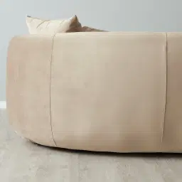 Everett Light Beige Velvet 3 Seater Sofa - Dark Brown Legs