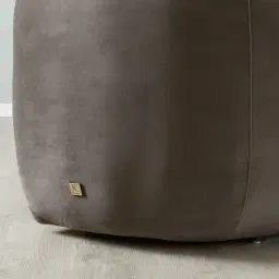 Everett Mushroom Velvet 3 Seater Sofa - Dark Brown Legs