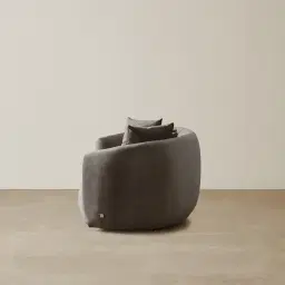 Everett Mushroom Velvet 3 Seater Sofa - Dark Brown Legs