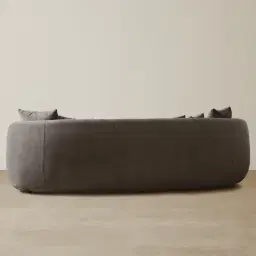 Everett Mushroom Velvet 3 Seater Sofa - Dark Brown Legs