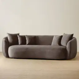 Everett Mushroom Velvet 3 Seater Sofa - Dark Brown Legs