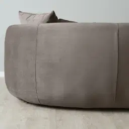 Everett Mushroom Velvet 3 Seater Sofa - Dark Brown Legs