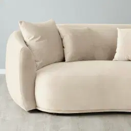 Everett Cream Velvet 2 Seater Sofa - Dark Brown Legs