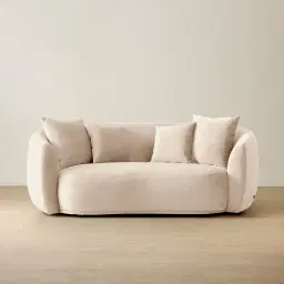 Everett Cream Velvet 2 Seater Sofa - Dark Brown Legs