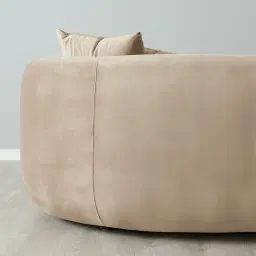 Everett Light Beige Velvet 2 Seater Sofa - Dark Brown Legs