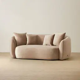 Everett Light Beige Velvet 2 Seater Sofa - Dark Brown Legs