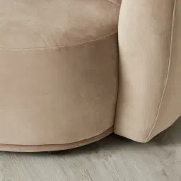 Everett Light Beige Velvet 2 Seater Sofa - Dark Brown Legs