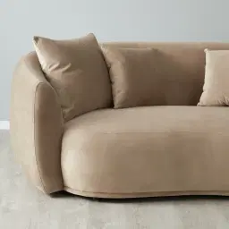 Everett Light Beige Velvet 2 Seater Sofa - Dark Brown Legs