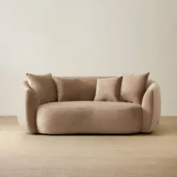 Everett Light Beige Velvet 2 Seater Sofa - Dark Brown Legs