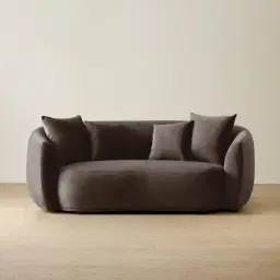 Everett Mushroom Velvet 2 Seater Sofa - Dark Brown Legs