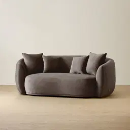 Everett Mushroom Velvet 2 Seater Sofa - Dark Brown Legs