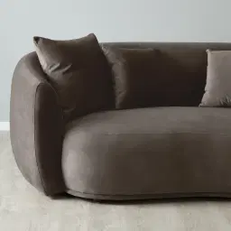 Everett Mushroom Velvet 2 Seater Sofa - Dark Brown Legs
