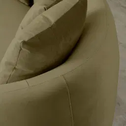 Everett Olive Green Velvet 3 Seater Sofa - Dark Brown Legs