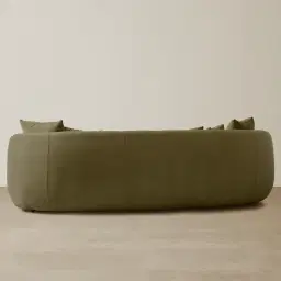 Everett Olive Green Velvet 3 Seater Sofa - Dark Brown Legs