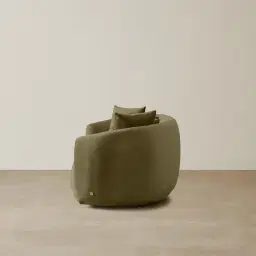 Everett Olive Green Velvet 3 Seater Sofa - Dark Brown Legs