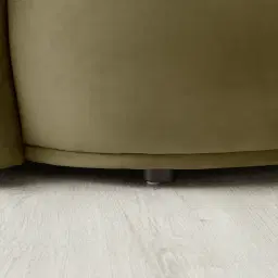 Everett Olive Green Velvet 3 Seater Sofa - Dark Brown Legs