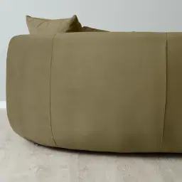 Everett Olive Green Velvet 3 Seater Sofa - Dark Brown Legs