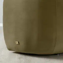 Everett Olive Green Velvet 3 Seater Sofa - Dark Brown Legs