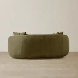 Everett Olive Green Velvet 2 Seater Sofa - Dark Brown Legs