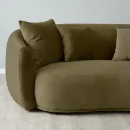 Everett Olive Green Velvet 2 Seater Sofa - Dark Brown Legs