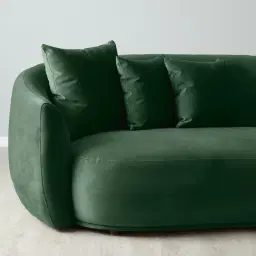 Everett Pine Green Velvet 3 Seater Sofa - Dark Brown Legs