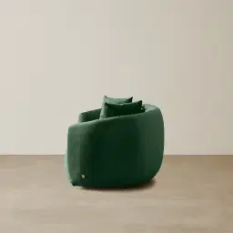 Everett Pine Green Velvet 3 Seater Sofa - Dark Brown Legs