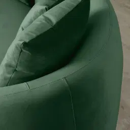 Everett Pine Green Velvet 3 Seater Sofa - Dark Brown Legs