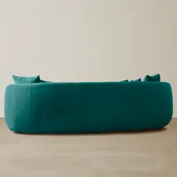 Everett Peacock Blue Velvet 3 Seater Sofa - Dark Brown Legs