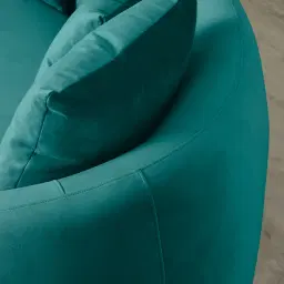 Everett Peacock Blue Velvet 3 Seater Sofa - Dark Brown Legs