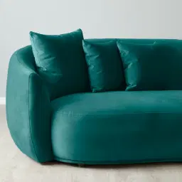 Everett Peacock Blue Velvet 3 Seater Sofa - Dark Brown Legs