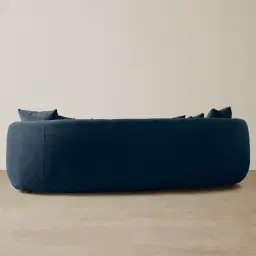 Everett Navy Blue Velvet 3 Seater Sofa - Dark Brown Legs