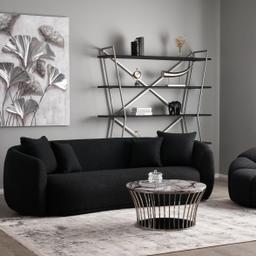 Everett Navy Blue Velvet 3 Seater Sofa - Dark Brown Legs