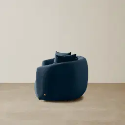 Everett Navy Blue Velvet 3 Seater Sofa - Dark Brown Legs