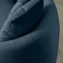 Everett Navy Blue Velvet 3 Seater Sofa - Dark Brown Legs