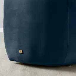 Everett Navy Blue Velvet 3 Seater Sofa - Dark Brown Legs