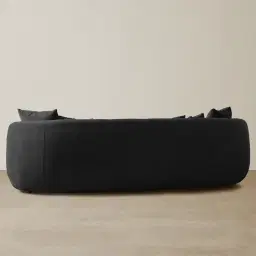 Everett Midnight Black Velvet 3 Seater Sofa - Dark Brown Legs