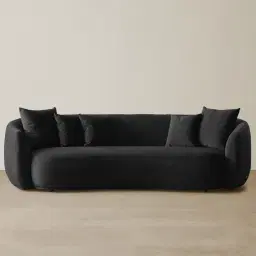 Everett Midnight Black Velvet 3 Seater Sofa - Dark Brown Legs